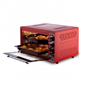 Cuptor electric Gourmet 40 litri, rosu, 1420W, termostat reglabil