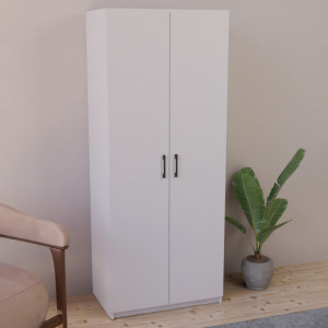 Dulap cu 2 usi si bara pentru umerase, din PAL, 182x74x45cm, alb