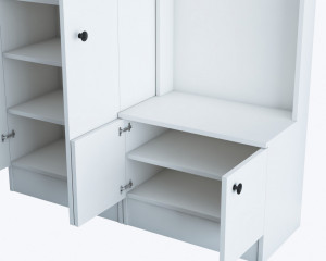 Dulap multifunctional cu multiple spatii de depozitare, pantofar, cuier, alb,  Dalas