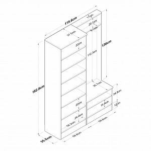 Dulap multifunctional cu multiple spatii de depozitare, pantofar, cuier, Dalas