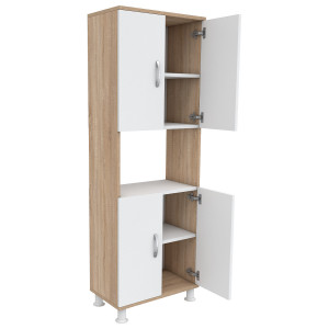 Dulap multifunctional pentru bucatarie, alb cu stejar, Mirla