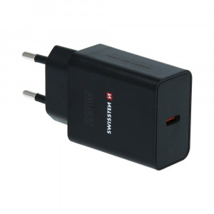Incarcator retea priza PD iPhone si Samsung, 25W, Swissten, negru