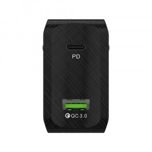 Incarcator retea cu 2 porturi SMS-Q05, Quick Charge 3.0, plus cablu Iphone, negru