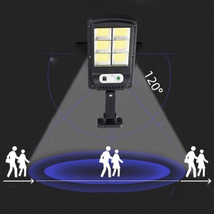 Lampa solara de perete cu senzor de miscare, panou extern, 120 LED COB, 4 moduri