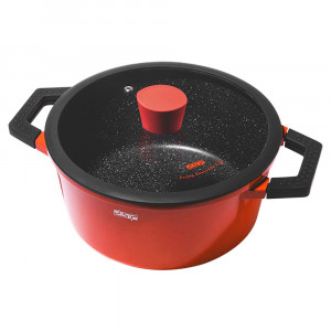 Oala cu capac din fier, negru-galben, 2.7L, 20cm, DSP CA002-B20