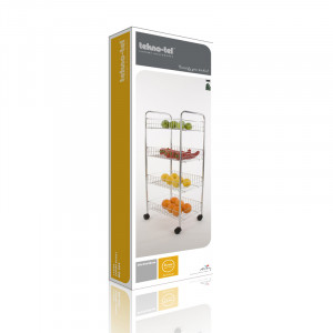 Organizator bucatarie 4 rafturi cosuri inox dreptunghiulare