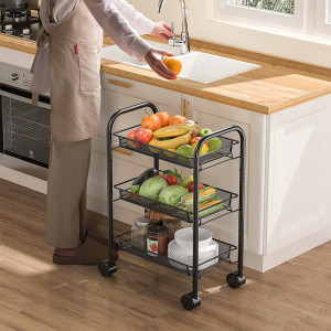 Organizator cu 3 rafturi - cosuri metalice Asos, negru