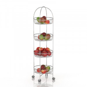 Organizator fructe/legume 4 rafturi si roti cromat