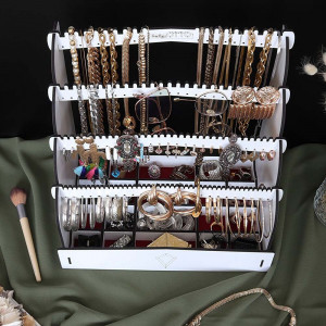 Organizator pentru bijuterii Diamond Small, MDF, alb