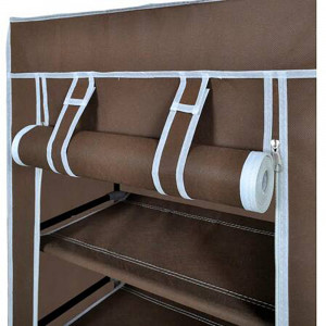 Dulap portabil pentru haine cu 6 rafturi de depozitare, textil, 108x60x30cm, maro