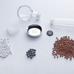 Para cap de dus mineralizat Herzberg, 3 niveluri de filtrare a apei, anti-calcar, pietre minerale bio-active