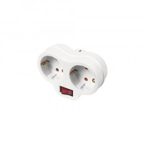 Priza schuko 2P+E dubla 16A cu intrerupator ON/OFF Viko