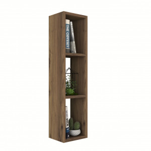 Raft de perete deschis, suspendat, cu 3 spatii de depozitare, nuc, 24.5x92x21cm, Savia