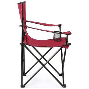 Scaun camping pliant cu brate, structura metalica, rosu