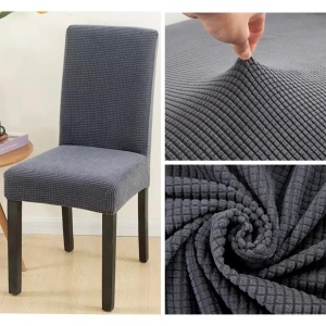 Set 6 huse elastice universale pentru scaun, din poliester, gri inchis - Img 6