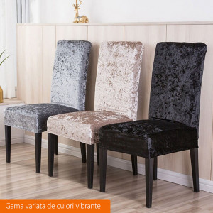 Set 6 huse universale pentru scaun bucatarie - living, catifea, auriu
