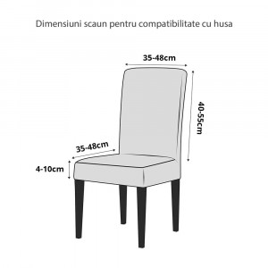 Set 6 huse universale pentru scaun bucatarie - living, catifea cu imprimeu, gri