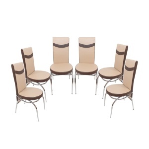 Set 6 scaune Exclusive, capucino si picioare cromate