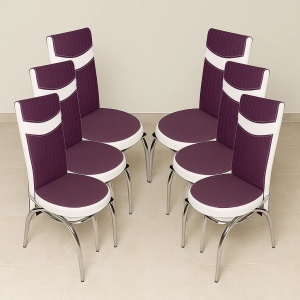 Set 6 scaune Exclusive, mov cu picioare cromate