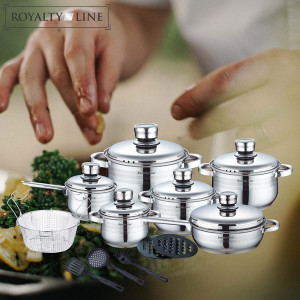 Set de bucatarie pentru gatit, 18 piese din aluminiu acoperit cu marmura, Royalty Line, RL-1802