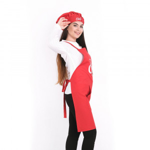 Set de Bucatarie pentru gatit Chef, boneta + sort, rosu