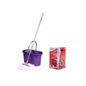 Set Galeata cu Mop Rotativ si Dispozitiv Centrifug de Stoarcere, Asos Home, Mov