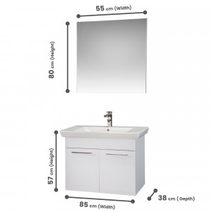 Set mobilier baie cu lavoar, corp lavoar si dulap oglinda, Iulia, alb
