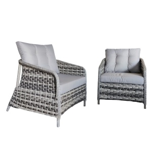 Set mobilier cu 2 fotolii  si canapea, Monaco, culoare gri