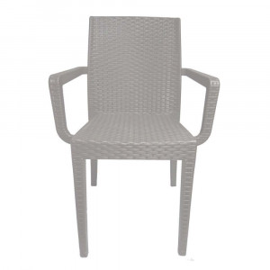 Set mobilier gradina - terasa, masa cu geam 90x150cm cu 6 scaune ratan, Elite, cappuccino