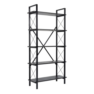 Biblioteca Elysian din PAL melaminat si metal, 90 cm, maro cu negru - Img 2