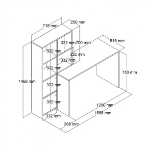 Birou lucru cu rafturi dreapta, dimensiuni 120x75x51.5 cm, stejar - Img 6