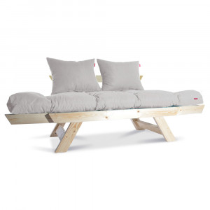 Canapea extensibila 2 locuri cadru lemn natural, perne incluse, Sofia, crem deschis