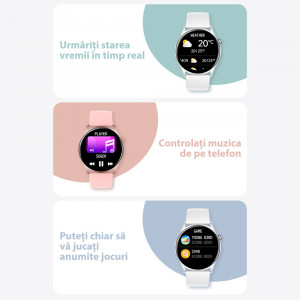 Ceas inteligent smartwatch barbati - femei, ritm cardiac, oxigen sange, tensiune arteriala, Efour Tech KC08, auriu