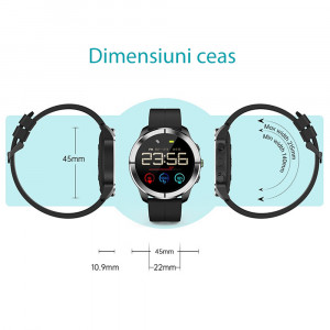 Ceas inteligent smartwatch barbati - femei, ritm cardiac, oxigen sange, tensiune arteriala, Efour Tech R1, albastru