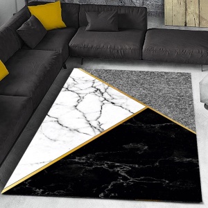 Covor Bucatarie cu print digital 3D, 80X150cm, poliester, antiderapant, model Marmorat