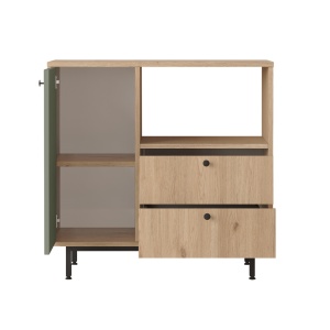 Dulap bucatarie Dona, 88X35,5X85 cm, culoare stejar-verde smarald