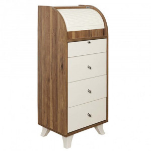 Dulap de bucatarie model alb cu nuc, 5 spatii depozitare, pal melaminat, 108x33x45cm