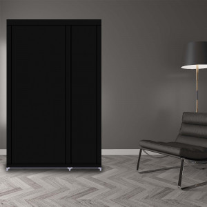 Dulap depozitare haine textil, Herzberg, 6 rafturi, negru