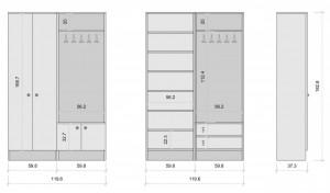 Dulap multifunctional cu multiple spatii de depozitare, pantofar, cuier, alb,  Dalas