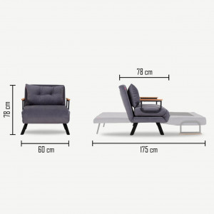 Fotoliu Extensibil Pat 2 in 1, reglabil pe 14 niveluri cu sezut mare, crem