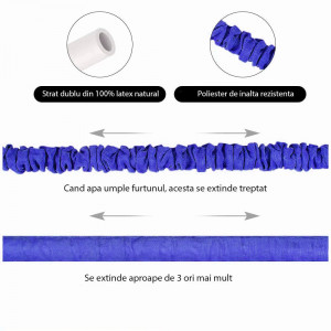 Furtun extensibil pentru gradina 10 - 30 metri, cap de udat cu pulverizator reglabil, albastru