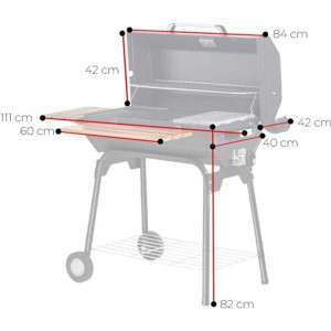 Gratar pe carbuni din fonta si piatra vulcanica, termometru, aprinzator carbuni + accesorii incluse Guruss CG-075, negru