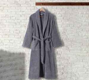 Halat de baie unisex Lux, bumbac, marime S-M, culoare gri