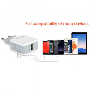 Incarcator retea cu SMS-A12, iesire de 5V 2.1A, alb