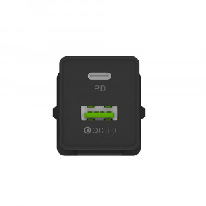 Incarcator retea cu 2 porturi SMS-A80, Quick Charge3.0 plus cablu MicroUSB, negru