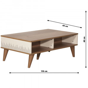 Masuta Cafea Royal, Asos Home, Crem-Stejar Natur, 110x40x65cm