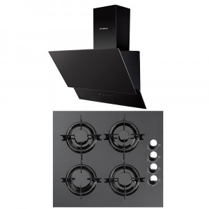 OFERTA Set hota DA-865 + plita LX40TAHDF, Luxell, sticla neagra