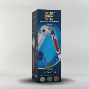 Para cap de dus mineralizat Herzberg, 3 niveluri de filtrare a apei, anti-calcar, pietre minerale bio-active