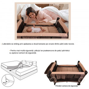 Patut copii si bebelusi cu laterala culisanta, plasa de tantari, spatii de depozitare, Holmer Kids Maxi Comfort Coolstyle