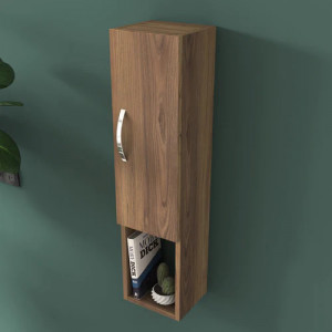 Raft pentru perete cu 3 spatii de depozitare, nuc, 22.1x18.5x90cm,Bolleli
